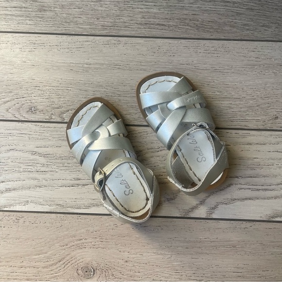Salt Water Stylish Kids Sandals in Silver - Picture 1 of 5